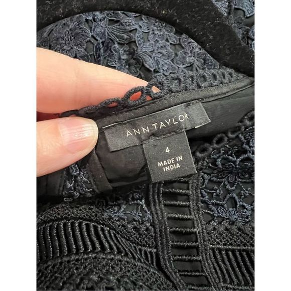 Ann Taylor Dark Blue & Black Lace Short Sleeve Dress - Picture 3 of 7